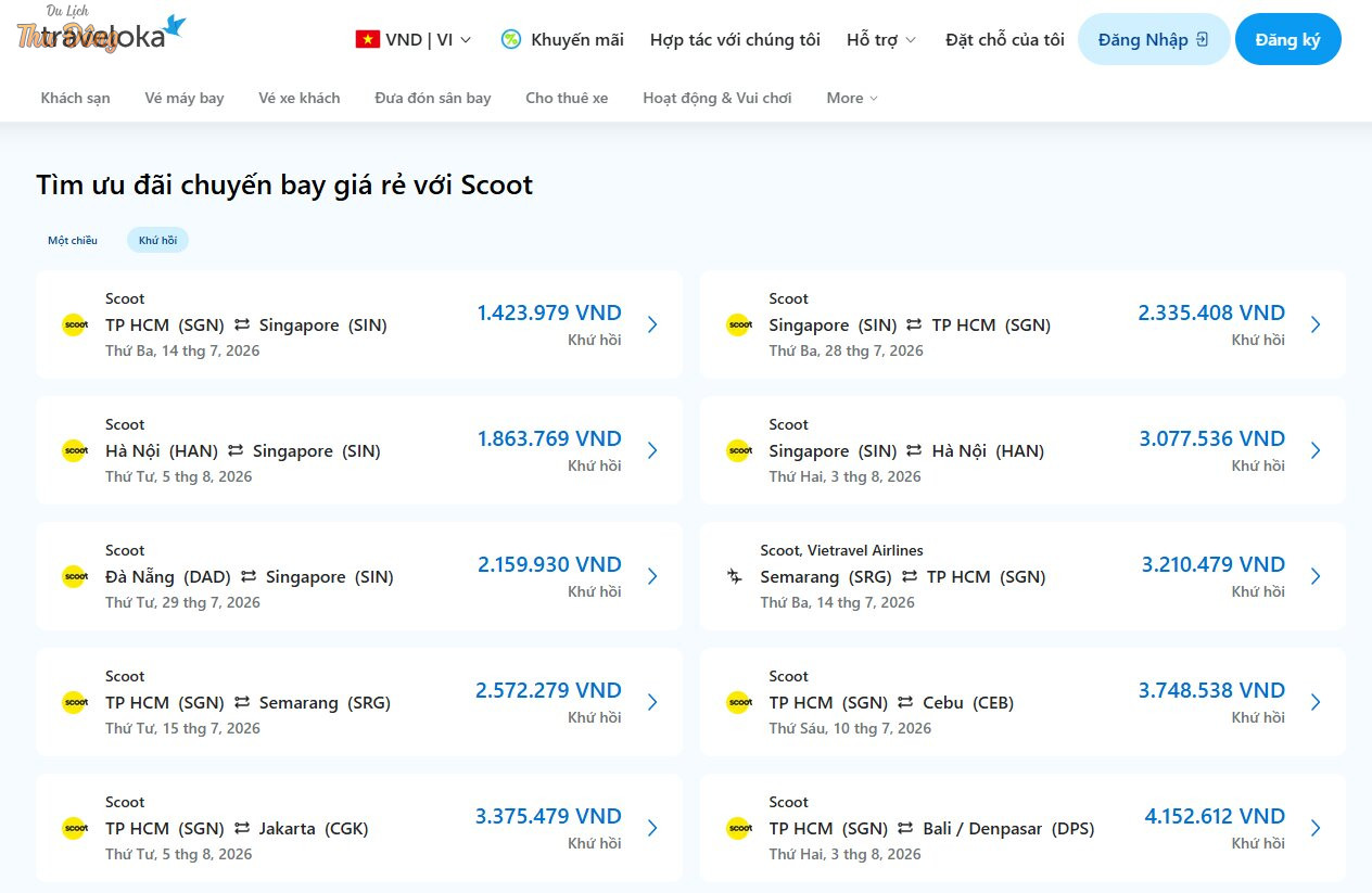 Tìm ưu đãi chuyến bay giá rẻ với Scoot