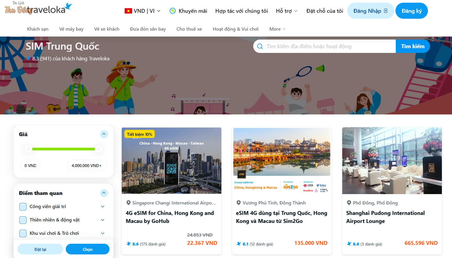 Mua SIM Trung Quốc trên Traveloka